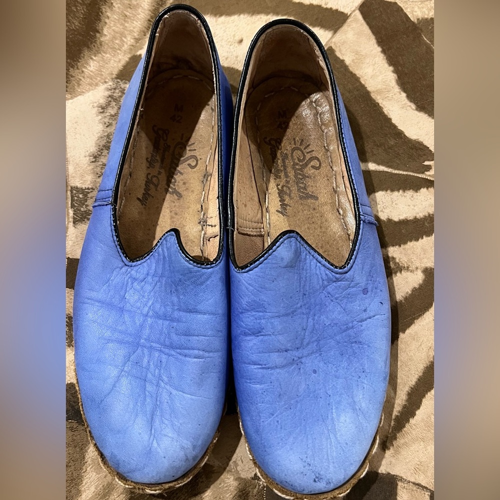 SABAH Blue Leather Slip-On Shoes